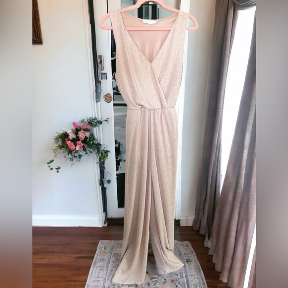 All in Favor Pants - All in Favor Shimmery Pink Jumpsuit Elegant